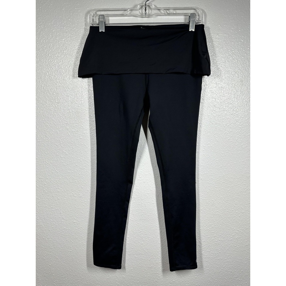 Athleta Leggings Womens Large Black Fold Over High Waist Yoga Pants Athletic Gym